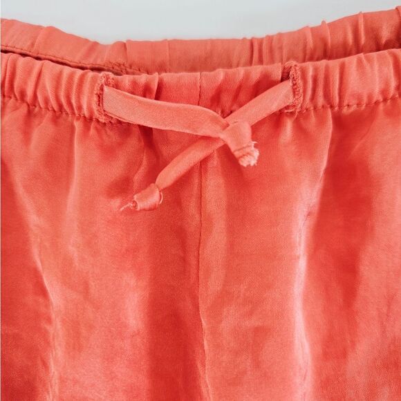 Free People Silky Satin Lounge Sleep Drawstring Relaxed Fit Shorts in Coral L - Picture 4 of 6